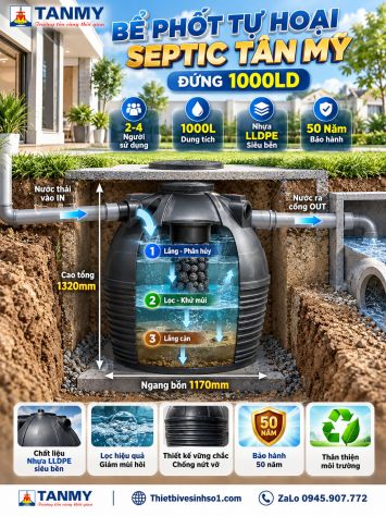 Bể Phốt Tự Hoại Septic Tân Mỹ 1000LD