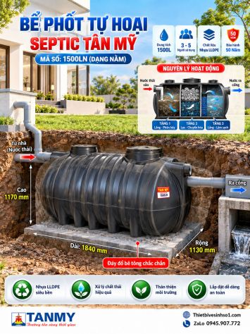 Bể Phốt Tự Hoại Septic Tân Mỹ 1500LN
