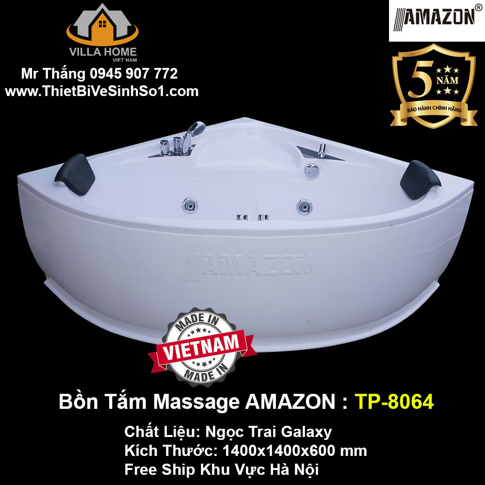 Bồn Tắm Góc Massage AMAZON TP-8064 - Tổng Kho Bồn Tắm Hà Nội