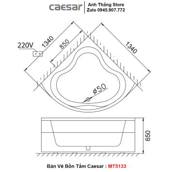 Bồn Tắm Góc Massage Caesar MT5133