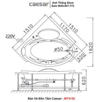 Bồn Tắm Góc Massage Caesar MT5150