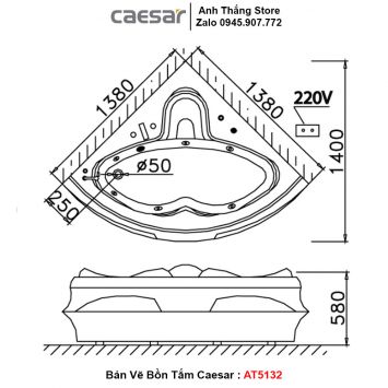 Bồn Tắm Góc Caesar AT5132