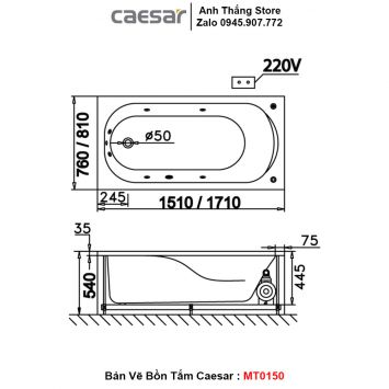 Bồn Tắm Massage Caesar MT0150