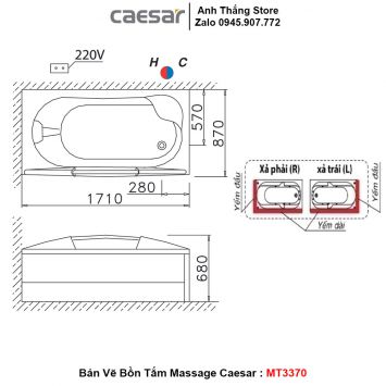 Bồn Tắm Massage Caesar MT3370