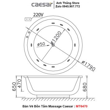 Bồn Tắm Massage Caesar MT6470