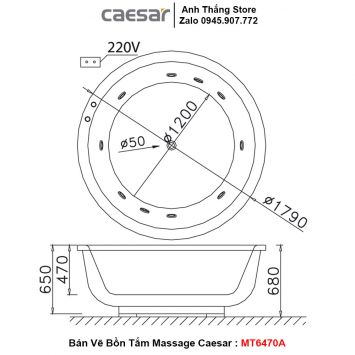 Bồn Tắm Xây Massage Caesar MT6470A
