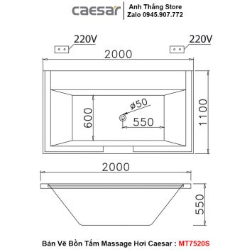 Bồn Tắm Xây Massage Caesar MT7520S