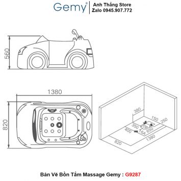 Bồn Tắm GEMY G9287