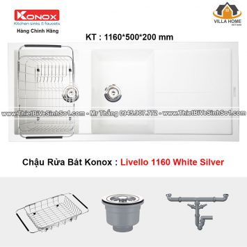 Chậu Rửa Bát KONOX Livello 1160 White Silver