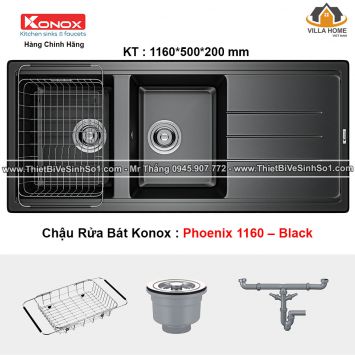 Chậu Rửa Bát KONOX Phoenix 1160 Black