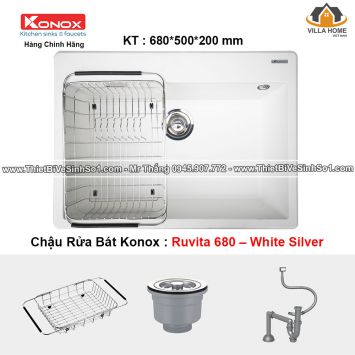 Chậu Rửa Bát KONOX Ruvita 680 White Silver