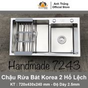 Chậu Rửa Bát Korea 2 Hố 7243 Lệch (2,5mm)