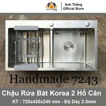 Chậu Rửa Bát Korea 2 Hố 7243 Cân (2,5mm)