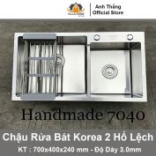 Chậu Rửa Bát Korea 2 Hố 7040 Lệch (3.0mm)