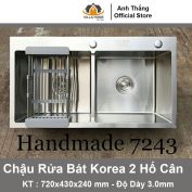 Chậu Rửa Bát Korea 2 Hố 7243 Cân (3.0mm)