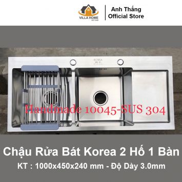 Chậu Rửa Bát Korea 2 Hố 1 Bàn 10045 (3.0mm)