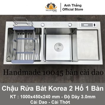 Chậu Rửa Bát Korea 2 Hố 1 Bàn 10045CD (3.0mm)