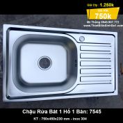 Chậu Rửa Bát 1 Hố 1 Bàn inox 7545