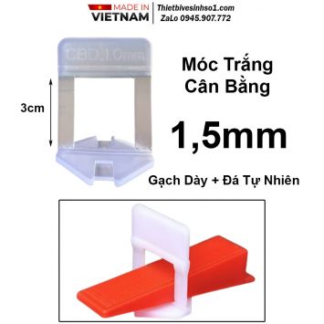 Móc Trắng Cân Bằng 1,5mm (Gạch Dày + Đá Tự Nhiên)