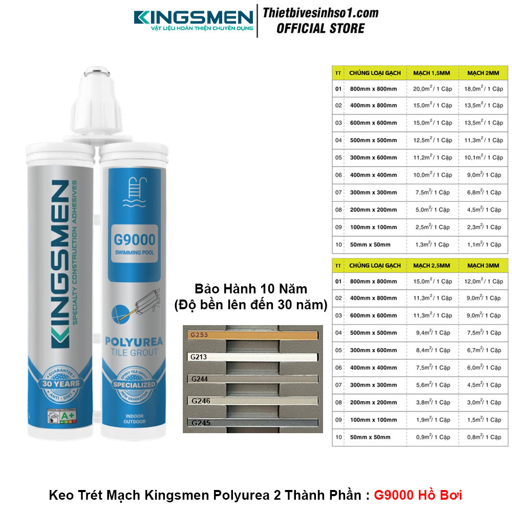 Keo Trét Mạch Kingsmen Polyurea 2 Thành Phần G9000 Hồ Bơi