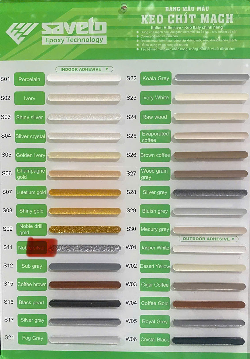 Bảng Màu Keo Trét Mạch SAVETO 3